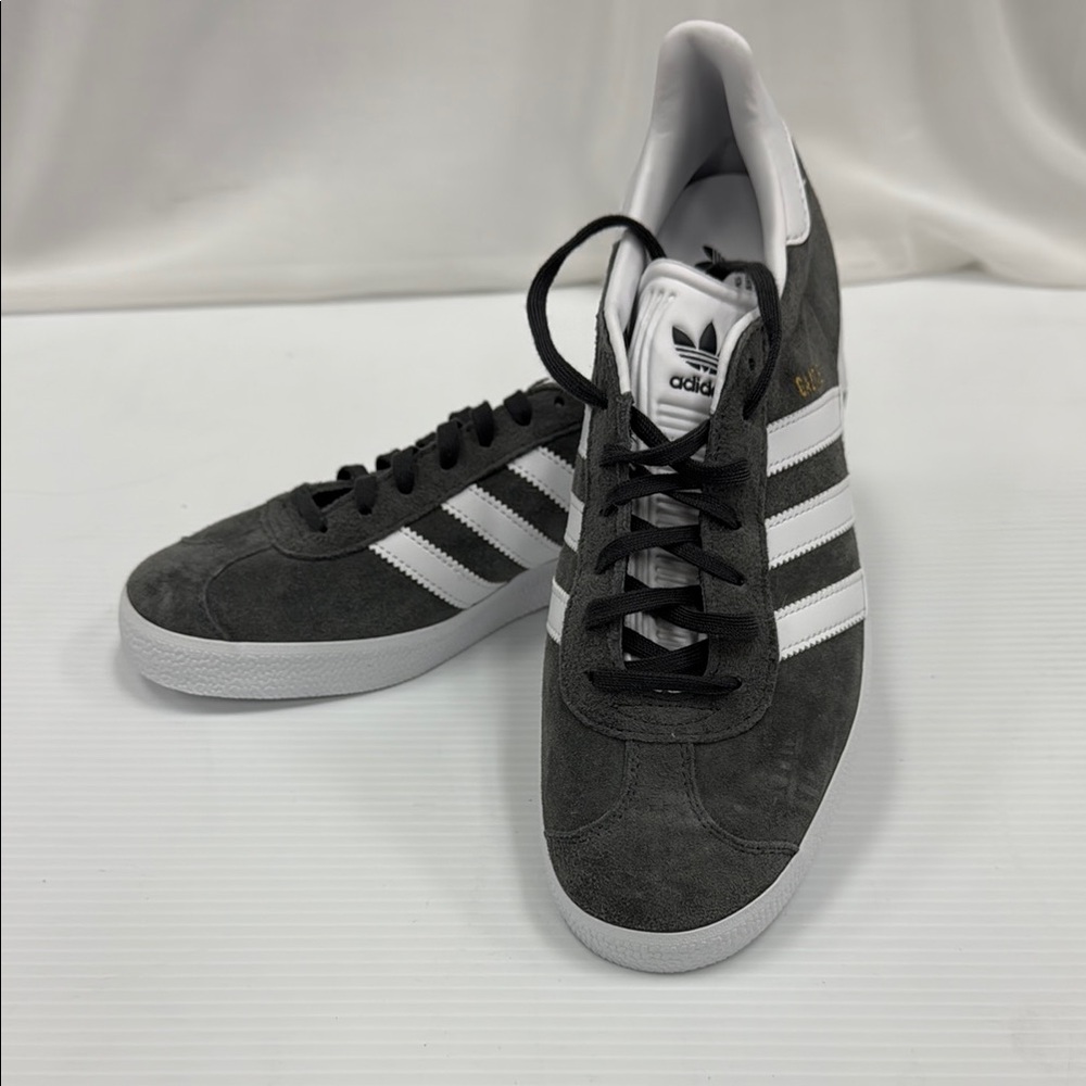 Adidas Charcoal and White Suede Sneakers